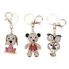 Set of 3 Schlüsselanhänger mit Strass - Hund, Bär und Eule, ca. 13?cm