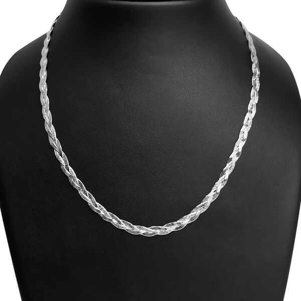 Sparkling italienische, geflochtene Halskette, 925 Silber rhodiniert image number 1