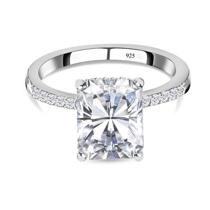 Moissanit Ring, 925 Silber platiniert, (Gr&ouml;&szlig;e 20.00) ca. 3.62 ct