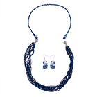 2er Set - Blau Kristall, Weißer Kristall Halskette und Ohrringe