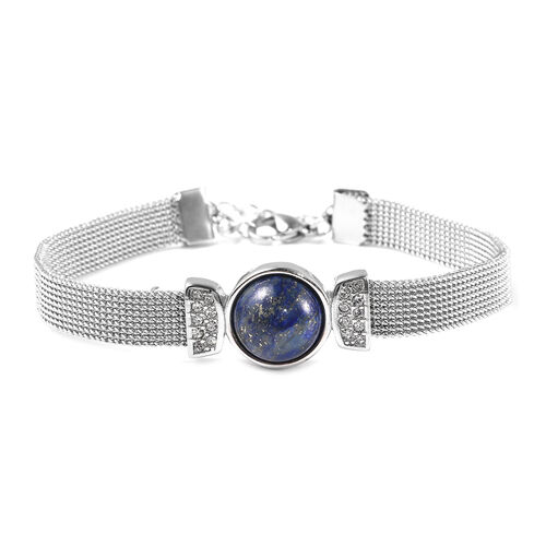 Lapislazuli und weißes Kristall-Armband, ca. 19 cm, Edelstahl image number 0