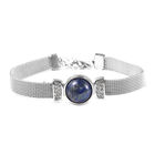 Lapislazuli und weißes Kristall-Armband, ca. 19 cm, Edelstahl