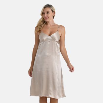 LA MAREY Nachthemd 100% Maulbeerseide, Champagner, M