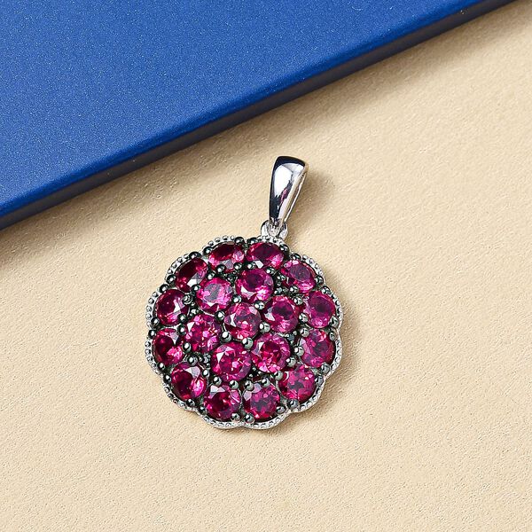 D'Joy Rhodolith Granat, Schwarzer Spinell Anhänger 925 Silber rhodiniert ca. 6,70 ct. image number 1