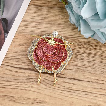 Mehrfarbige Kristall-Brosche, Ballerina