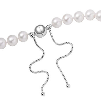 Wei&szlig;e S&uuml;&szlig;wasser Perle Halskette ca. 45 cm 925 Silber rhodiniert