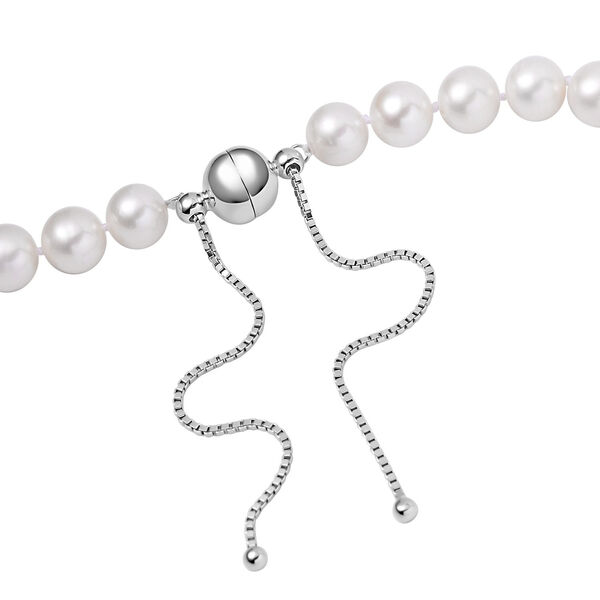 Wei&szlig;e S&uuml;&szlig;wasser Perle Halskette ca. 45 cm 925 Silber rhodiniert image number 4