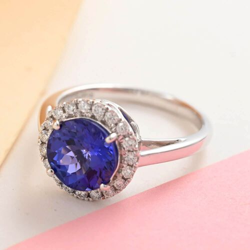 RHAPSODY zertifiziert und geprüft AAAA Tansanit und Diamant Ring in 950 Platin - 3 ct. image number 1