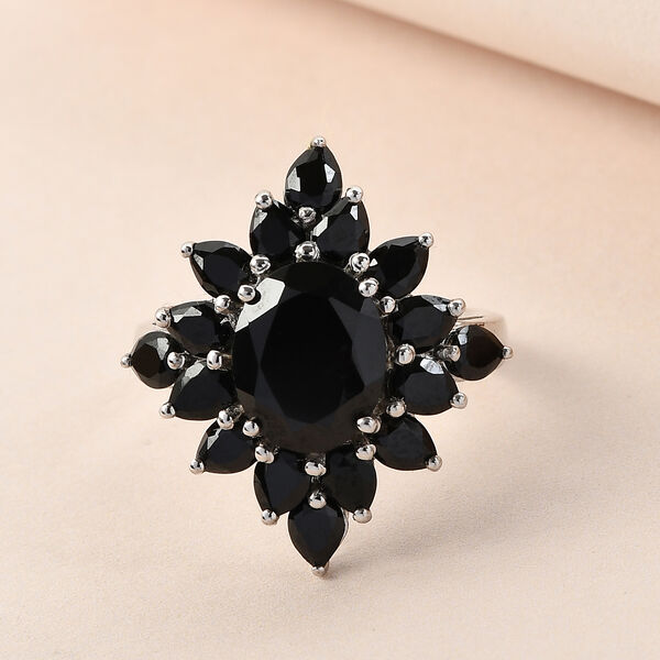 Schwarzer Spinell Ring 925 Silber platiniert  ca. 5,94 ct image number 2