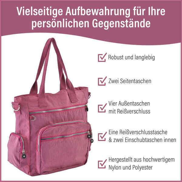 Wasserabweisende Schultertasche Tasche, himbeerfarben image number 10