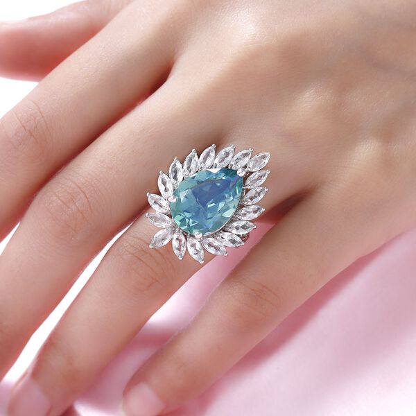 Pfau Triplett Quarz und weißer Topas-Ring, 925 Silber platiniert  ca. 15,54 ct image number 3