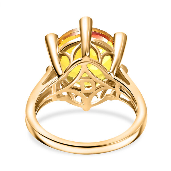 D'Joy Sphaleros Quarz, Weißer Zirkon Ring 925 Silber 750 Gelbgold Vermeil (Größe 19.00) ca. 7,93 ct image number 6