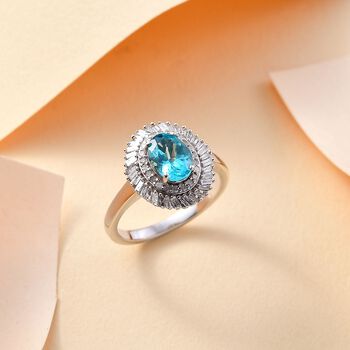 AA Lagunen Apatit und Diamant Ring - 1,77 ct.