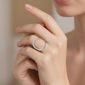 Lustro Stella Weißer Zirkonia Ring 925 Silber rhodiniert (Größe 17.00)