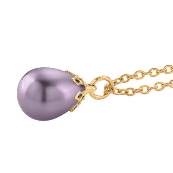 Lila Muschelkernperle Schmuckset Messing und Edelstahl