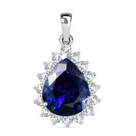 Rhapsody AAAA Tansanit, Weißer Diamant Anhänger 950 Platin ca. 10,91 ct.