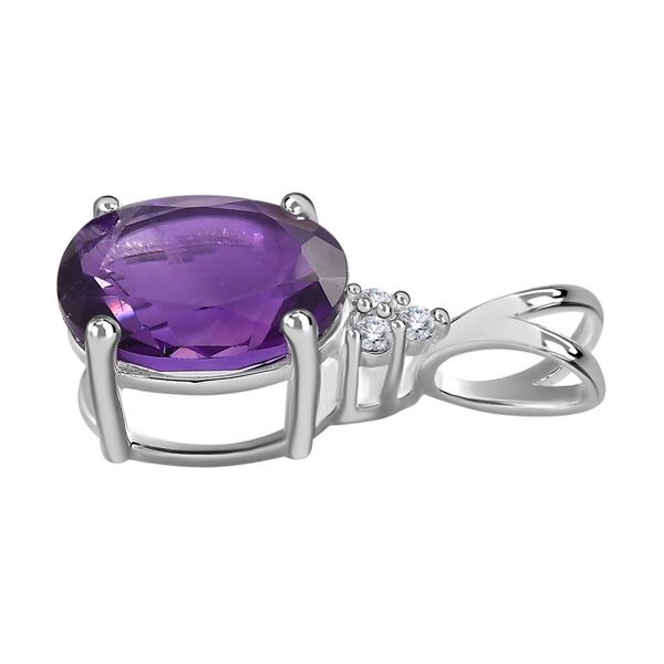 Afrikanischer Amethyst, wei&szlig;er Zirkon Anh&auml;nger, 925 Silber, ca. 1.69 ct image number 4