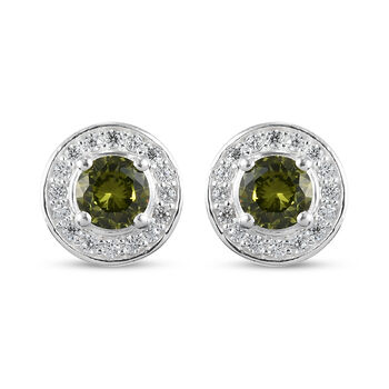 LUSTRO STELLA - Peridot und Wei&szlig;er Zirkonia Zirkonia Ohrstecker 925 Silber