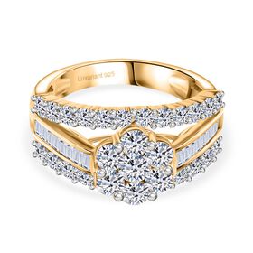 LUXURIANT DIAMOND - Lab Grown Diamant SI-GH SGL zertifiziert Ring 925 Silber 750 Gelbgold Vermeil (Größe 17.00) ca. 2,00 ct
