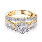 Lab Grown Diamant SI Ring 925 Silber 750 Gelbgold Vermeil (Größe 18.00) ca. 2,00 ct