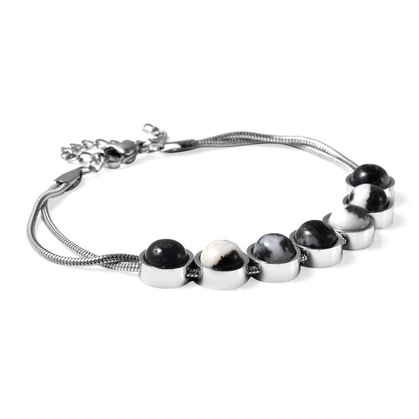 Dendritisches Achat-Armband, ca. 19 cm, Edelstahl ca. 16,45 ct image number 2
