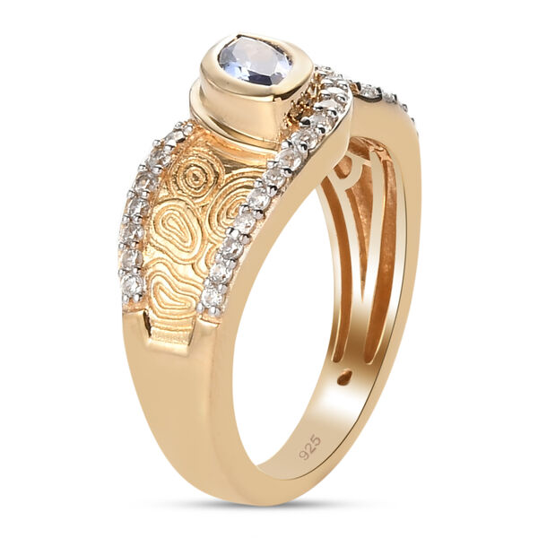 Tansanit und Zirkon Ring 925 Silber vergoldet  ca. 0,68 ct image number 5