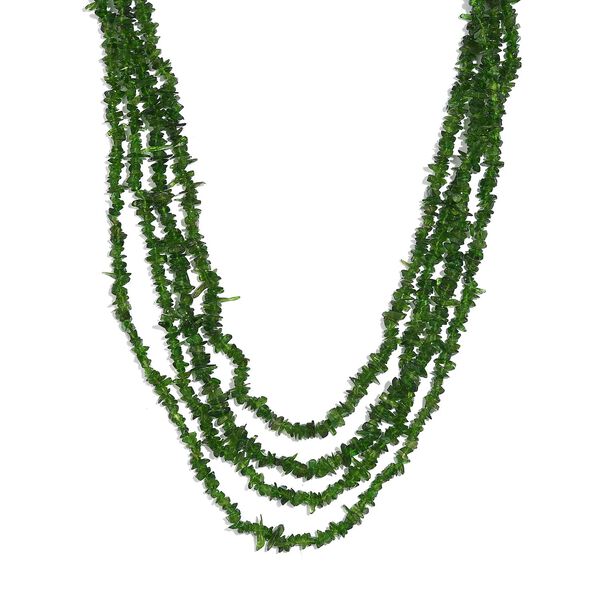 Nat&uuml;rliche Chromdiopsid mehrreihige Halskette, ca. 56 cm + 5 cm Extender 925 Silber rhodiniert ca. 200.00 ct image number 0