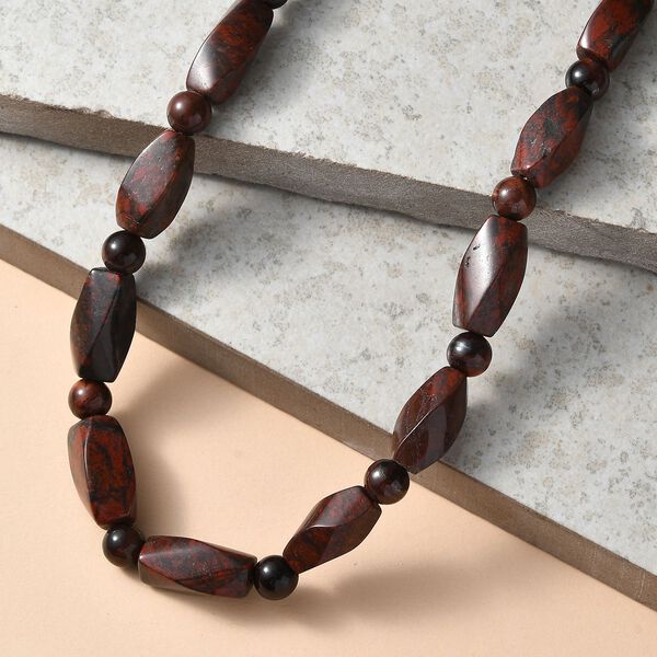 Poppy Jaspis, Rotes Tigerauge Halskette ca. 50 cm Nickelfreies Messing platiniert ca. 210.00 ct image number 2