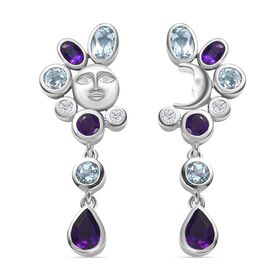 GP Celestial Dream Kollektion - Afrikanische Amethyst, himmelblaue Topas, Zirkon und Kanchanaburi blaue Saphir-Ohrringe - 4,96 ct.