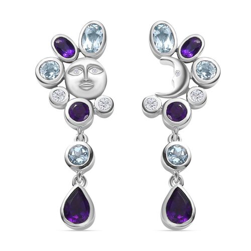 GP Celestial Dream Kollektion - Afrikanische Amethyst, himmelblaue Topas, Zirkon und Kanchanaburi blaue Saphir-Ohrringe - 4,96 ct. image number 0