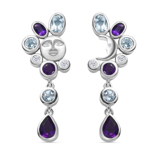 GP Celestial Dream Kollektion - Afrikanische Amethyst, himmelblaue Topas, Zirkon und Kanchanaburi blaue Saphir-Ohrringe - 4,96 ct. image number 0