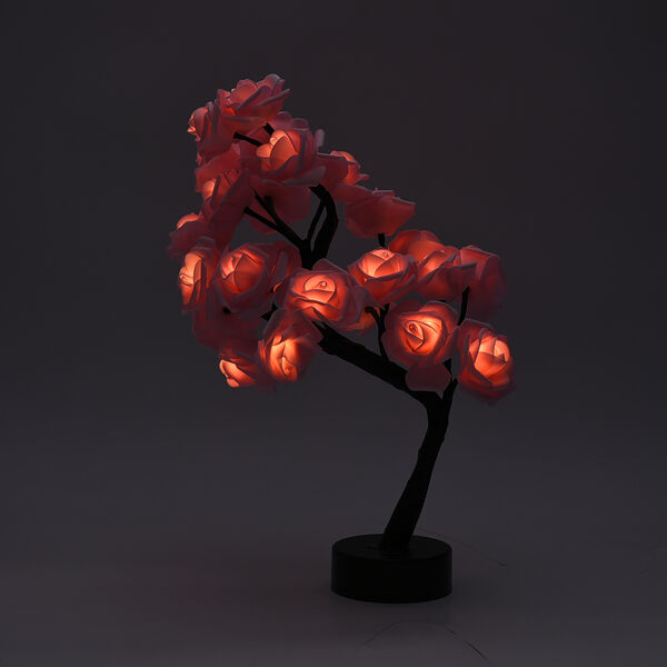 LED Tischlampe mit 24 Rosenblättern, Größe 28x25x40 cm, Rosa image number 2