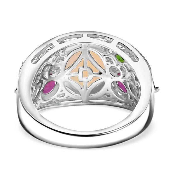 D'Joy AA Nat&uuml;rlicher, &auml;thiopischer Welo Opal, Afrikanischer Rubin (Fissure gef&uuml;llt) Ring 925 Silber Rhodiniert und 750 Gelbgold Vermeil (Gr&ouml;&szlig;e 17.00) ca. 3,87 ct image number 6