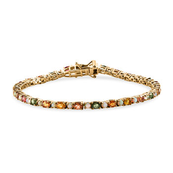 D'Joy Mehrfarbig Saphir, Nat&uuml;rlicher, &auml;thiopischer Welo Opal Armband ca. 20 cm 925 Silber 750 Gelbgold vermeil ca. 8,68 ct.