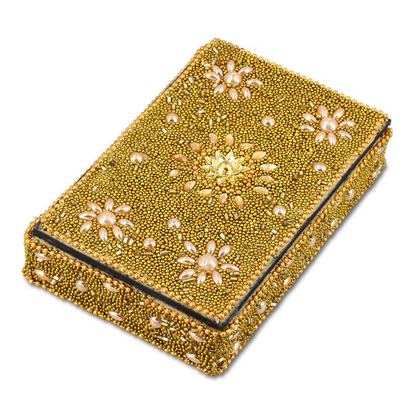 Perlen-Box mit 5 Kugelschreibern (12cm) Geschenkset, 8,5x13,5x3 cm, Golden image number 3