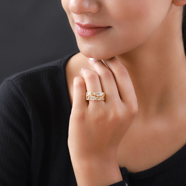 ALLORO vergoldeter Silberring mit Diamantakzenten image number 3