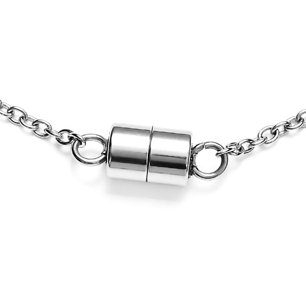 LUSTRO STELLA - österreichische, weiße Kristall-Halskette mit Magnetverschluss, 45 cm lang, Edelstahl ca. 8,29 ct image number 6