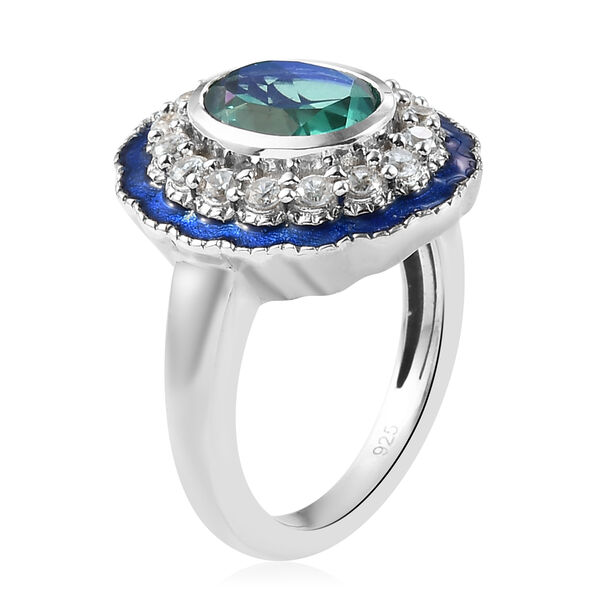 Pfau Triplett Quarz und Zirkon Ring 925 Silber platiniert image number 5