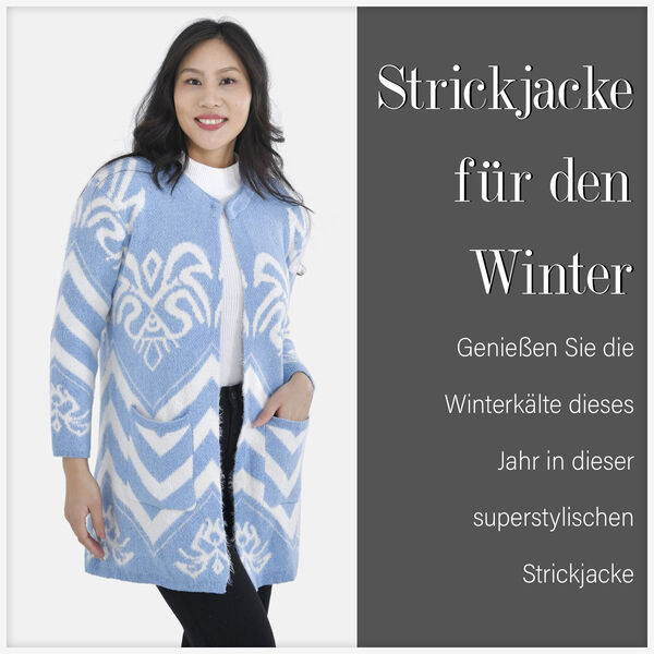 Winter Cardigan mit Kapuze, wei&szlig; und blau image number 4