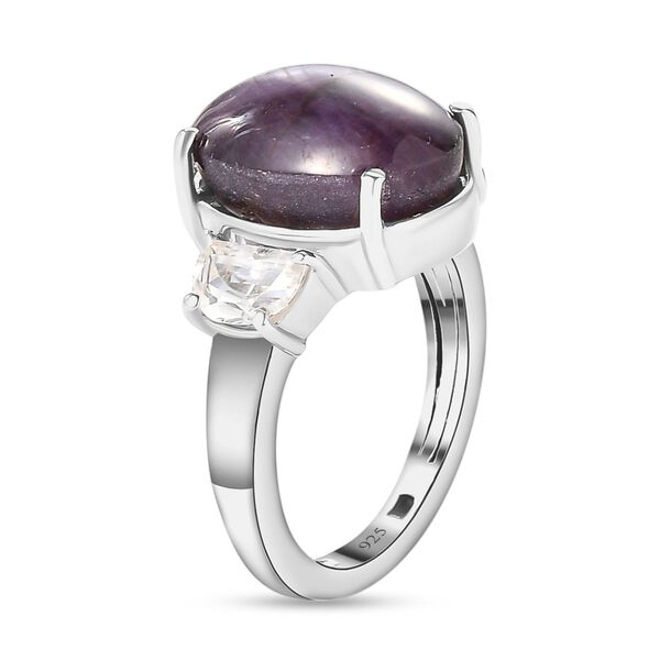 Sternrubin und weißer Zirkon-Ring, 925 Silber platiniert  ca. 10,71 ct image number 5