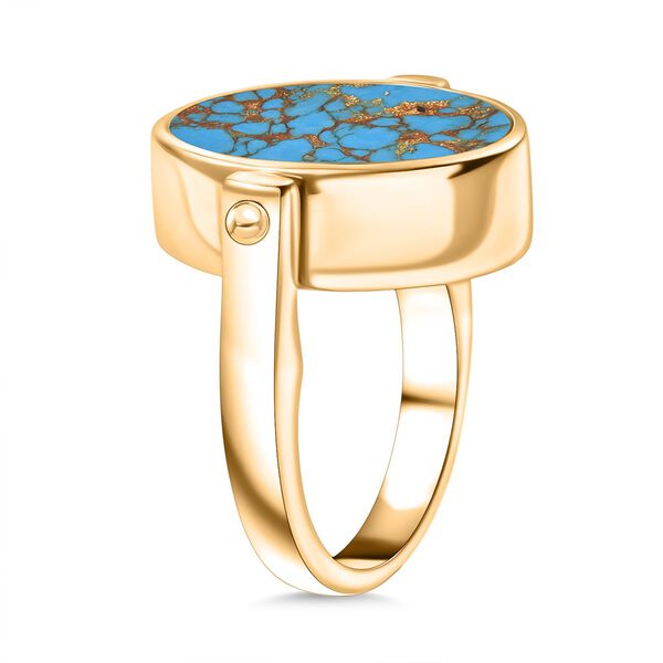 2-in-1 Blaues T&uuml;rkis Siegel Ring und Anh&auml;nger im Wende-Design, Messing goldfarben, mit Edelstahlkette, (Gr&ouml;&szlig;e 17.00), ca. 23.07 ct image number 5