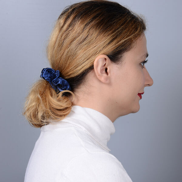 4er- Set, 100% Maulbeerseiden Haargummis: Schwarz, Rosa, Dunkelblau und Champagner image number 5