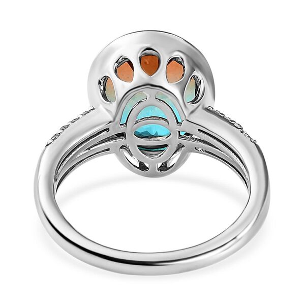 Aqua Terra Costa Quarz Triplett und Zirkon-Ring, 925 Silber vergoldet, 5,26 ct. image number 6