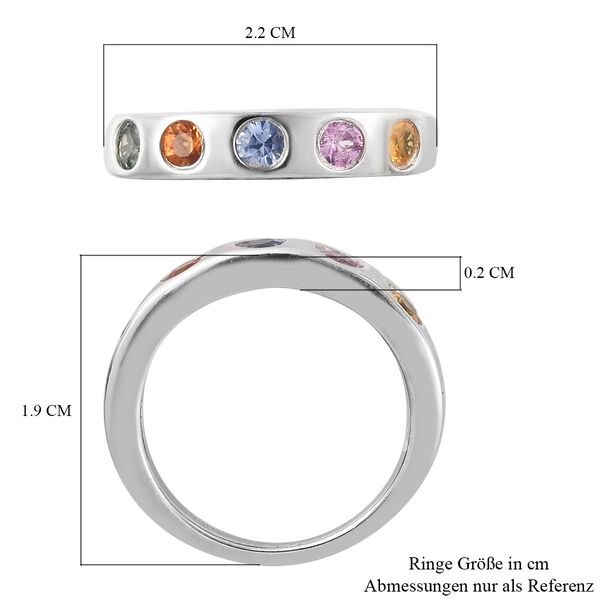 Mehrfarbig Saphir 5 Stein Band Ring 925 Silber Platin-&Uuml;berzug image number 6