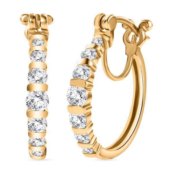 J Francis gefertigt mit SWAROVSKI- Swarovski Zirkonia Ohrringe, 925 Silber 750 Gelbgold Vermeil