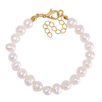 Wei&szlig;es S&uuml;&szlig;wasserperle Armband, 19cm
