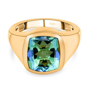 Pfau Triplett Quarz-Ring, 925 Silber vergoldet (Gr&ouml;&szlig;e 17.00) ca. 5,27 ct