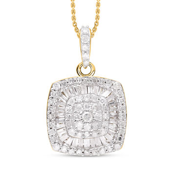 Wei&szlig;er Diamant Anh&auml;nger mit Kette, 925 Silber Gelbgold Vermeil ca. 0.50 ct