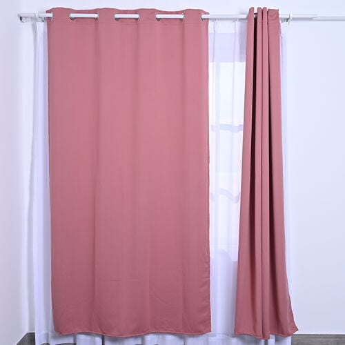 2er-Set blickdichte Vorhänge mit Metallösen, Größe 140x240 cm, Blush Rosa image number 1
