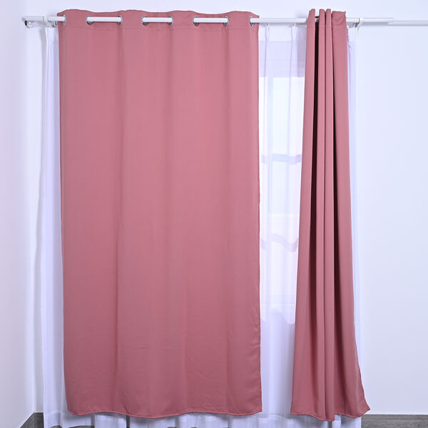 2er-Set blickdichte Vorh&auml;nge mit Metall&ouml;sen, Gr&ouml;&szlig;e 140x240 cm, Blush Rosa image number 1